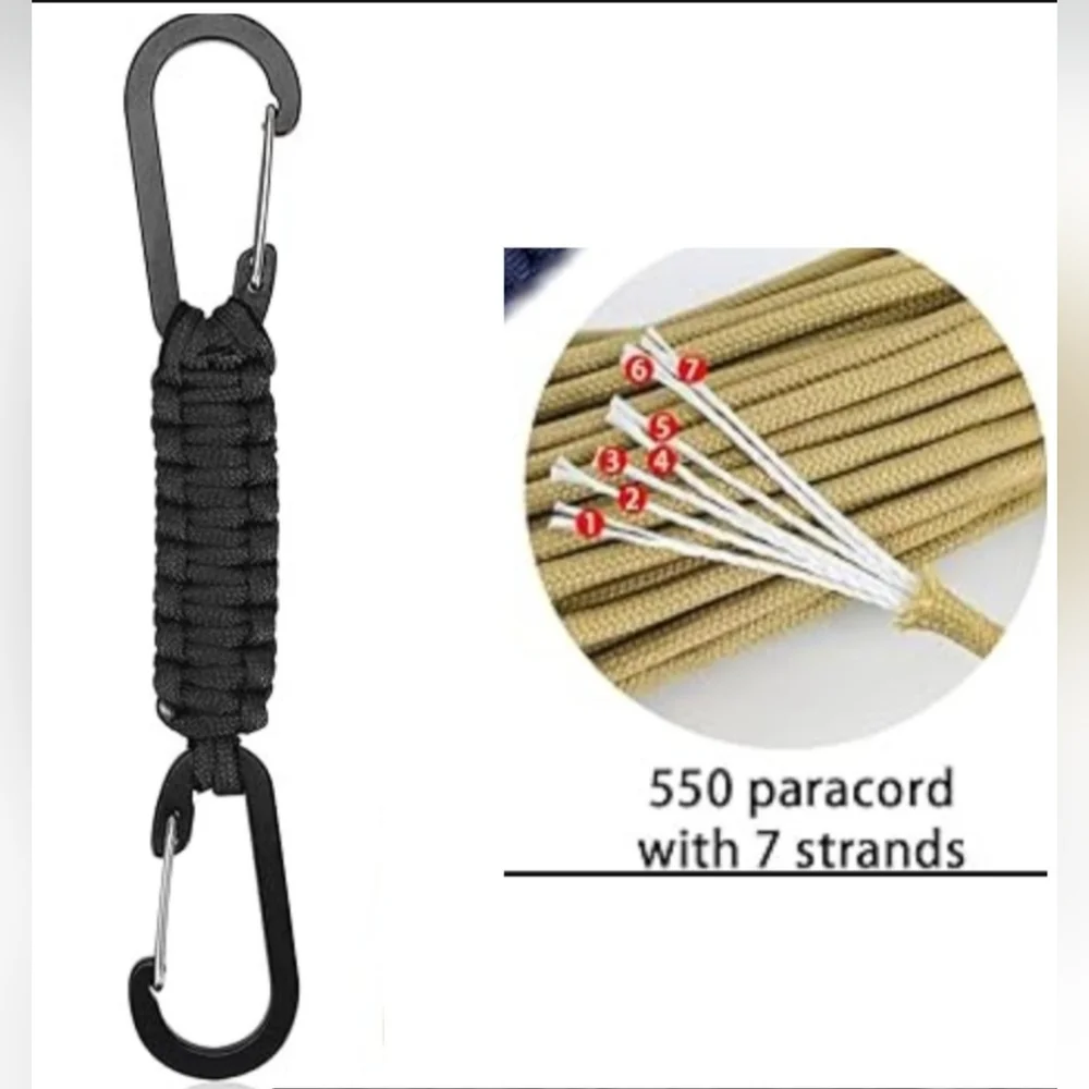 🍎2 New Outdoor Carabiner Military Paracord Rope Keychain Braided Lanyard Hanger